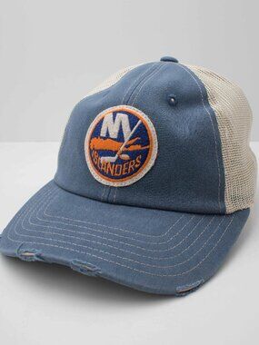 NHL Dad Hat New York Islanders Embroidered Distressed Vintage Mesh Snapback